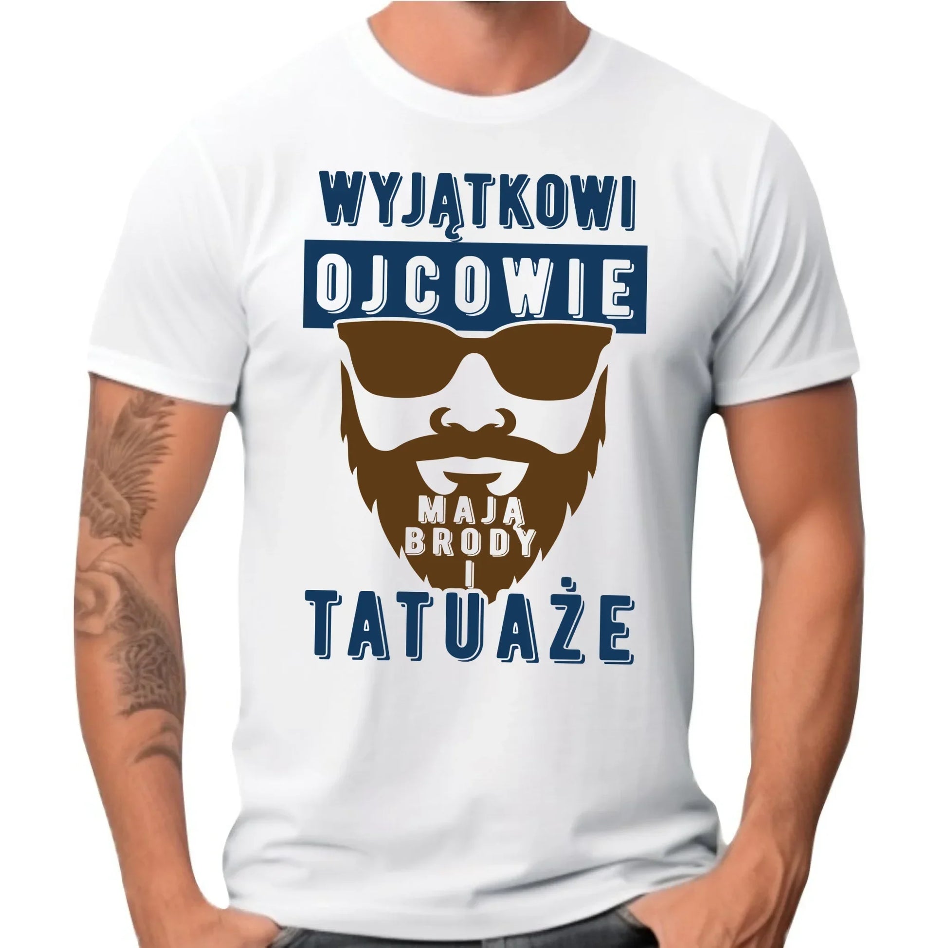 Wyjątkowi ojcowie mają brody i tatuaże | Koszulka męska dla taty DT73 - StoryCups.pl