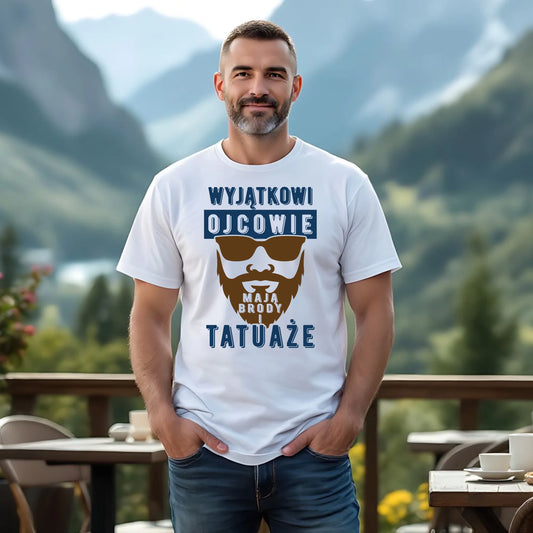 Koszulka męska biała z nadrukiem dla taty TATA T-shirt
