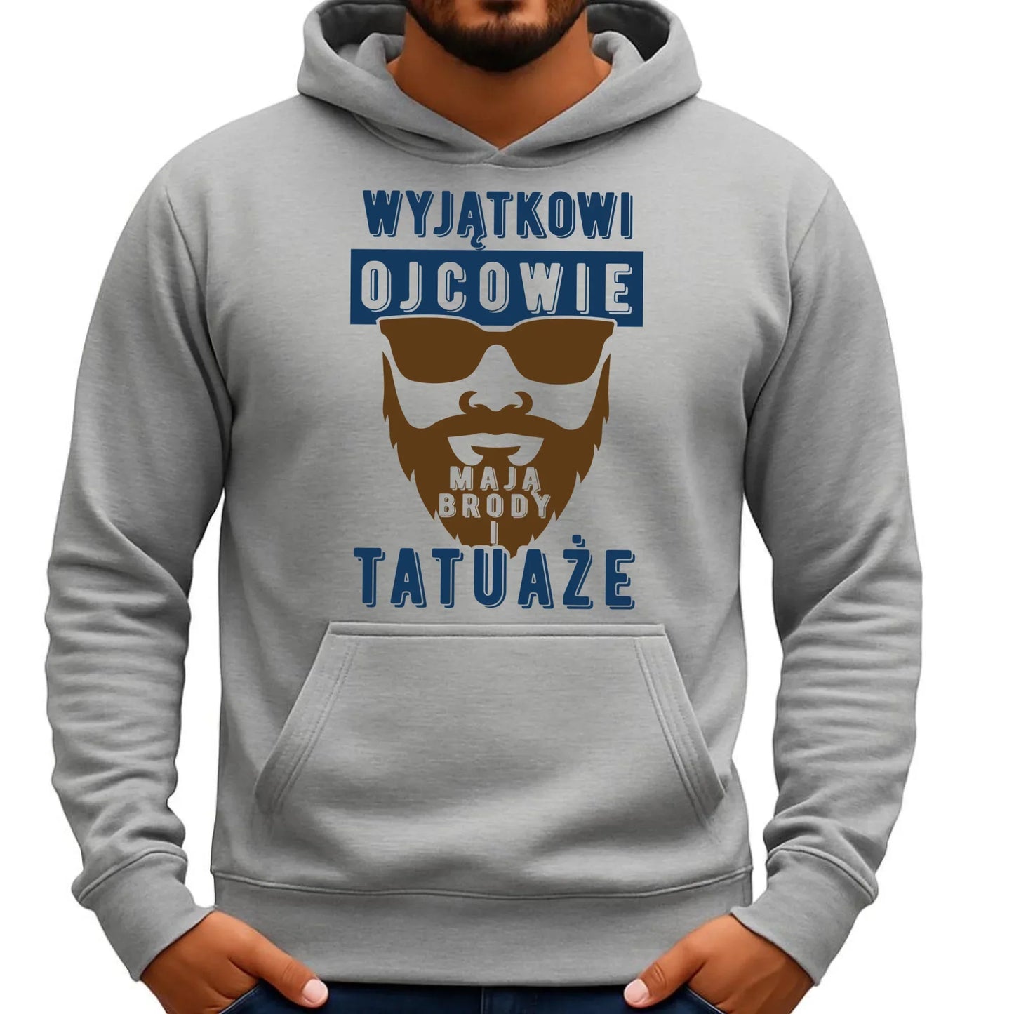 Wyjątkowi ojcowie mają brody i tatuaże | Bluza męska z kapturem dla taty DT73 - StoryCups.pl