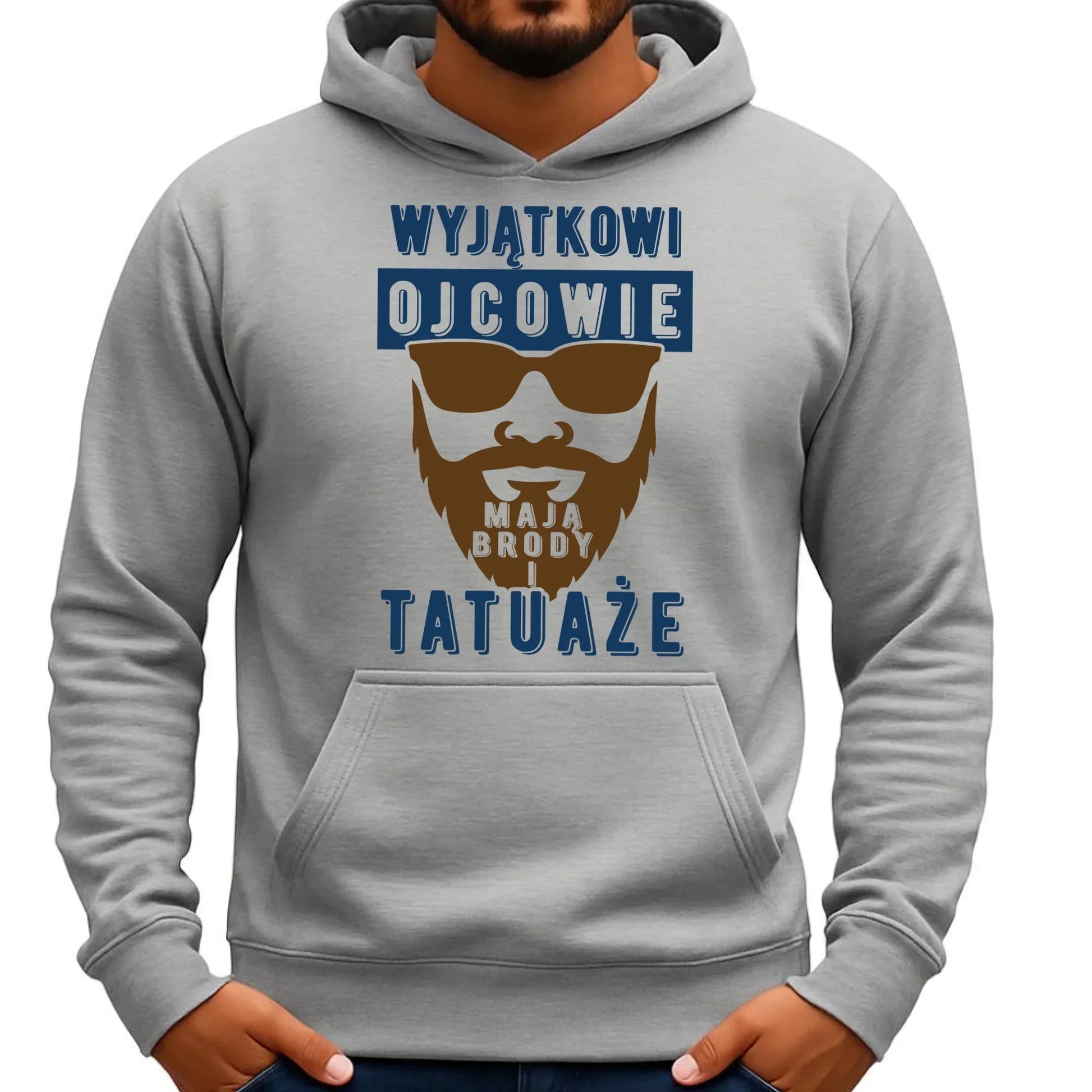 Wyjątkowi ojcowie mają brody i tatuaże | Bluza męska z kapturem dla taty DT73 - StoryCups.pl