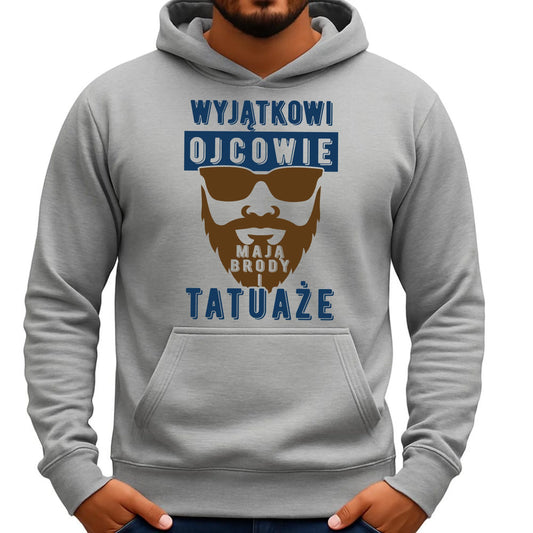Szara bluza z kapturem nadruk prezent dla taty
