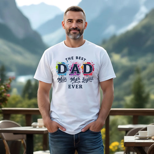 Koszulka męska biała z nadrukiem dla taty TATA T-shirt