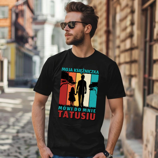 Koszulka męska czarna z nadrukiem dla taty TATA T-shirt