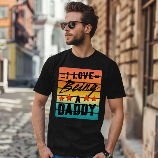 Koszulka męska czarna z nadrukiem dla taty TATA T-shirt
