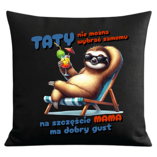 Prezent dla taty czarna poduszka dekoracyjna z nadrukiem