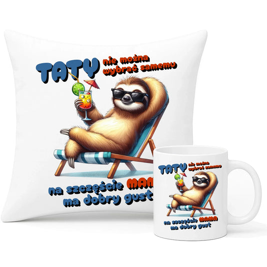 Mama ma dobry gust | Zestaw poduszka i kubek dla taty DT78 - StoryCups.pl