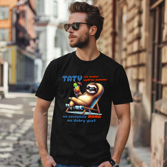 Koszulka męska czarna z nadrukiem dla taty TATA T-shirt