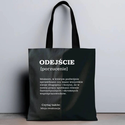 Czarna eco torba z nadrukiem - prezent na odejście z pracy