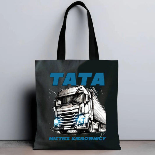 Personalizowana eco torba z nadrukiem dla taty - czarna - prezent dla taty, Dzień Ojca, Święta, Urodziny