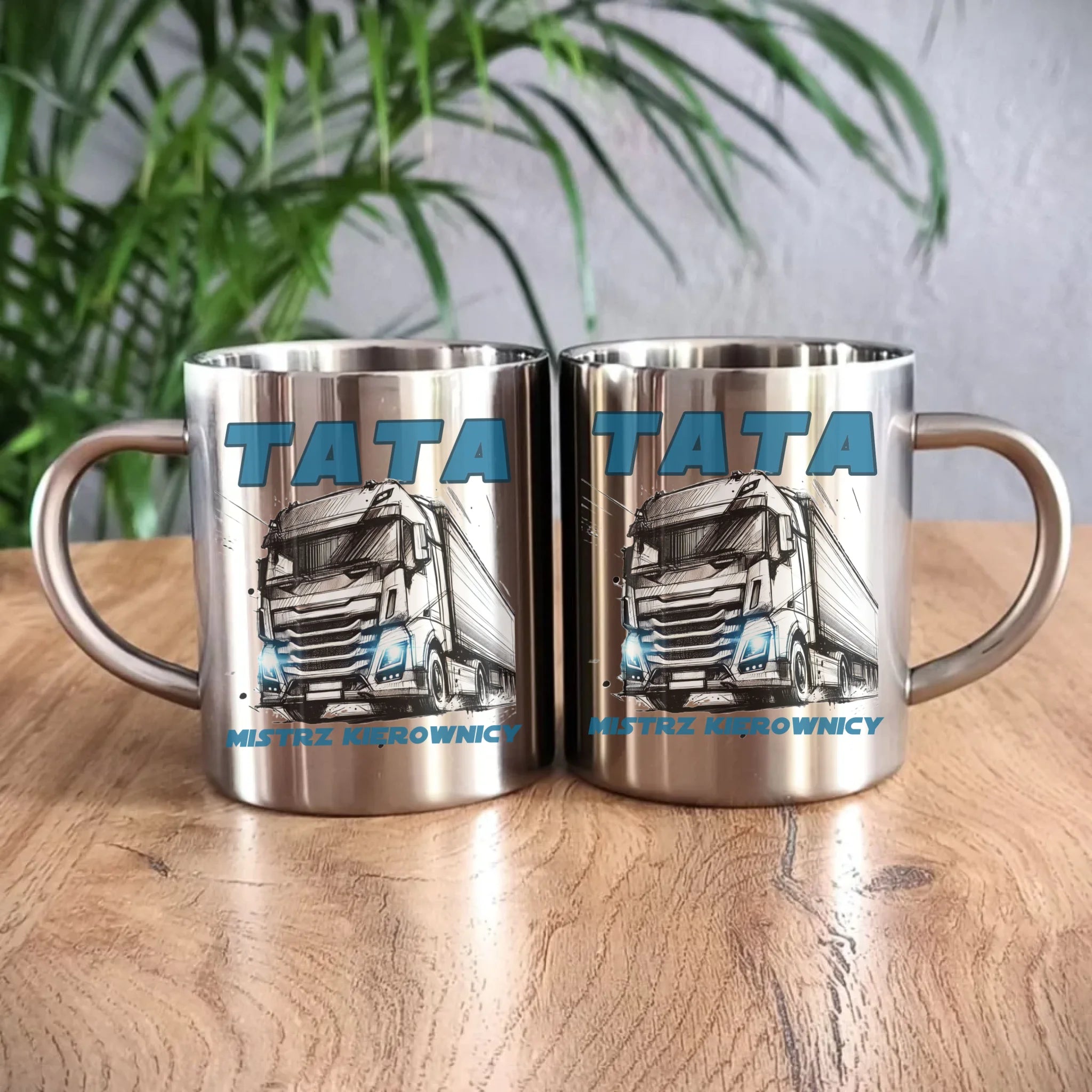 Mistrz kierownicy | Metalowy kubek prezent dla taty kierowcy ciężarówki DT80 - StoryCups.pl