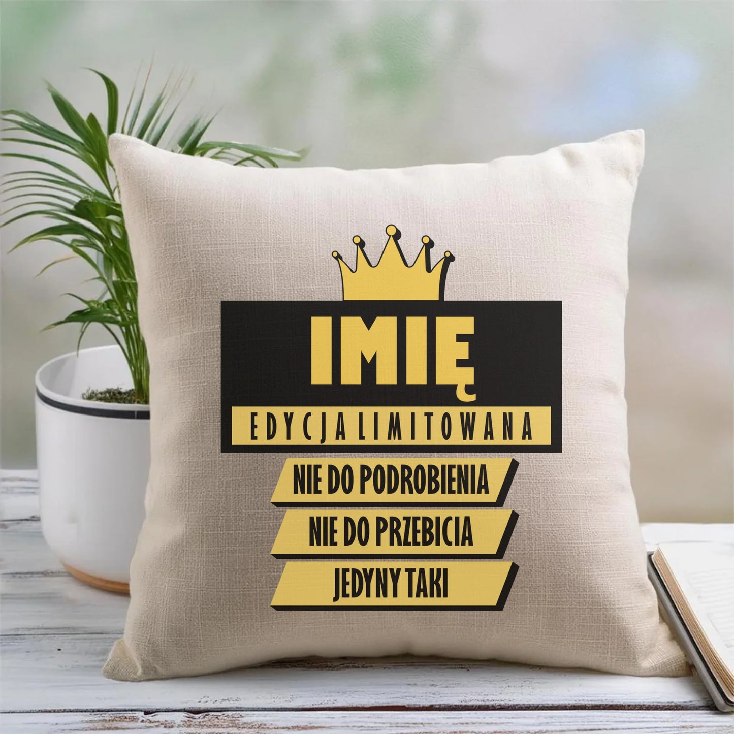 Lniana poduszka z nadrukiem na prezent 45cm