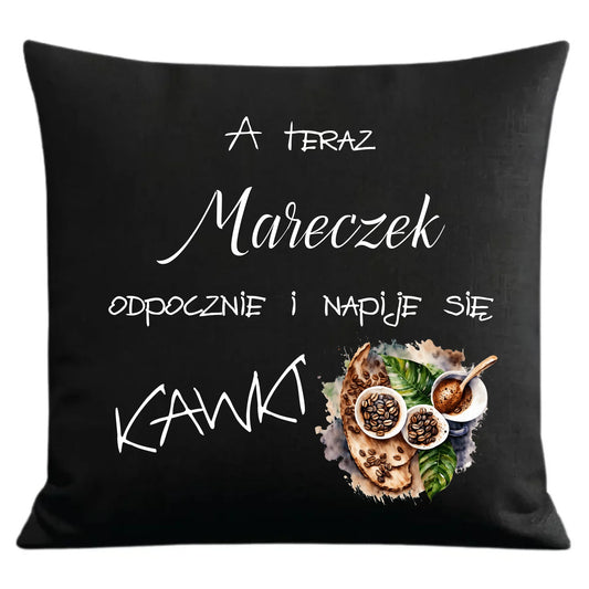 Czarna poduszka dekoracyjna z nadrukiem na Dzień Chłopaka