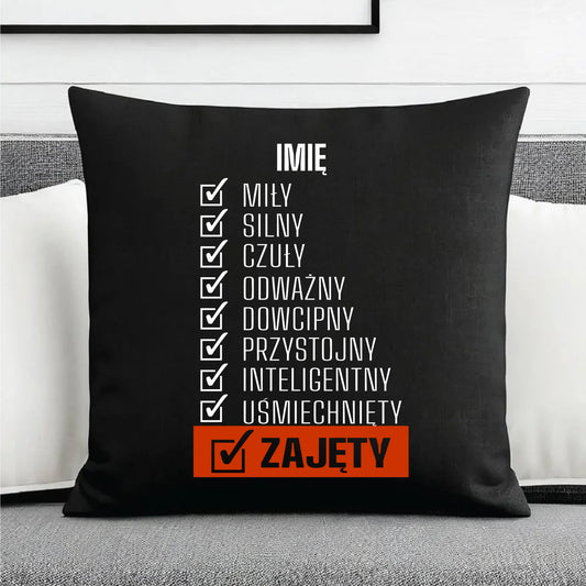 Czarna poduszka dekoracyjna z nadrukiem na Dzień Chłopaka