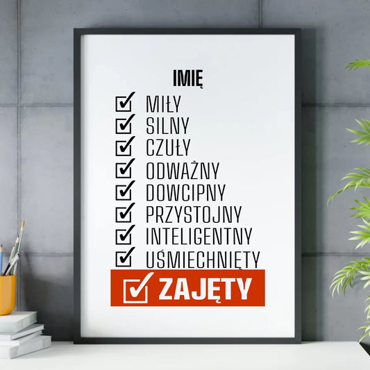 Plakat czarnej w ramie na Dzień Chłopaka