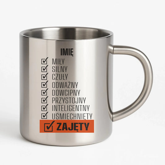 Metalowy kubek z nadrukiem - prezent na Dzień Chłopaka