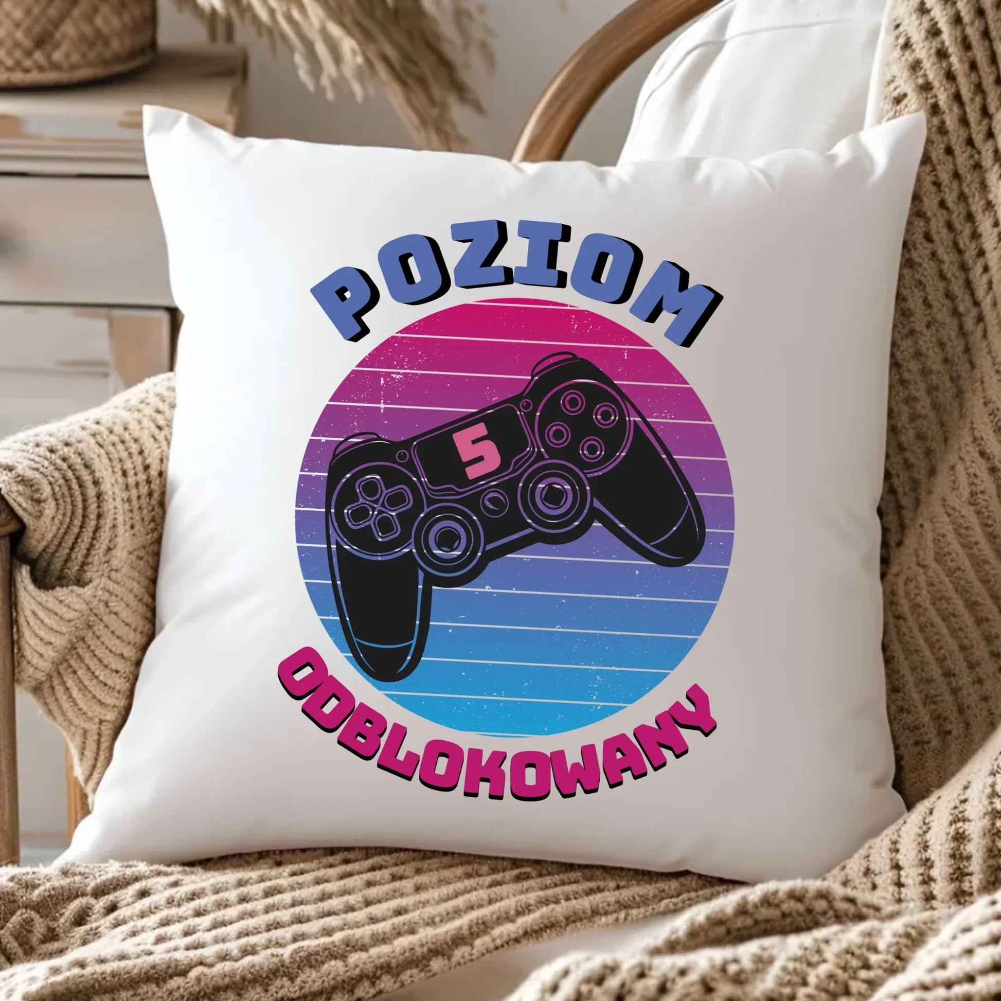 Poduszka dla dziewczynki powrót do szkoły Poziom odblokowany SZ02 - StoryCups.pl