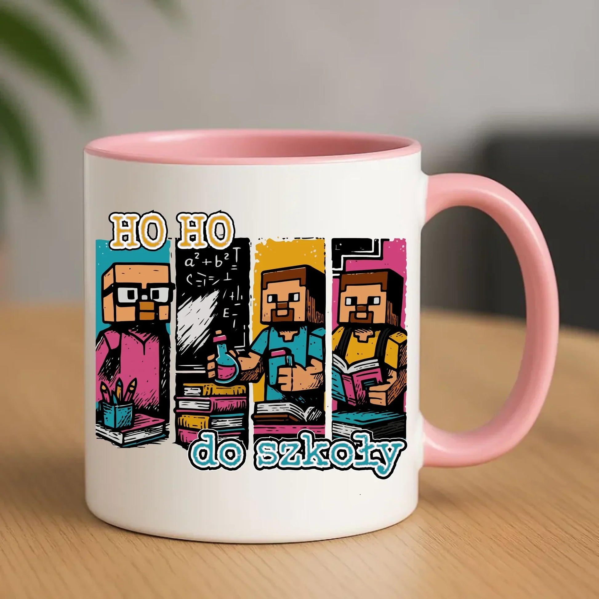 Kubek w stylu Minecraft Ho ho do szkoły SZ03 - StoryCups.pl
