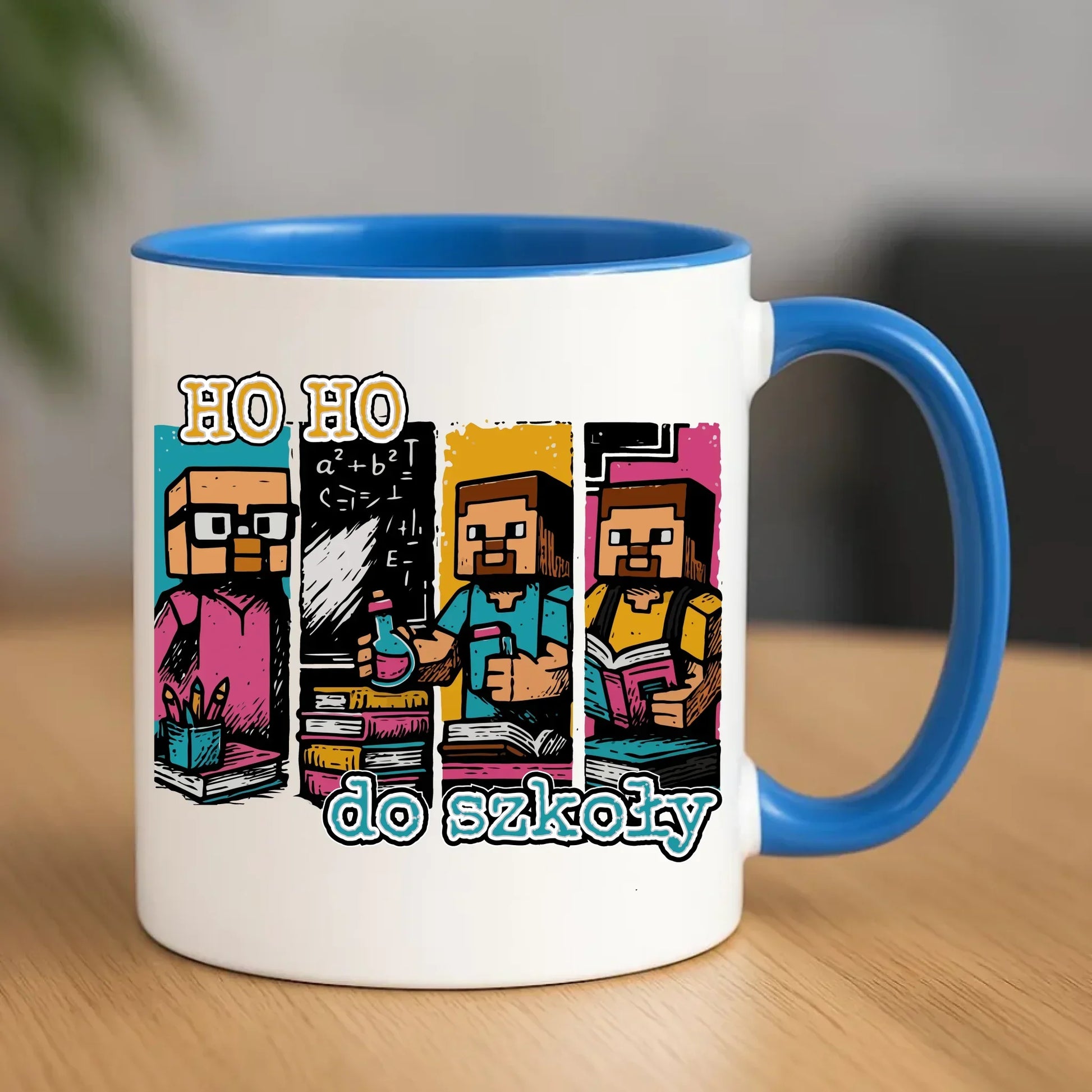 Kubek w stylu Minecraft Ho ho do szkoły SZ03 - StoryCups.pl