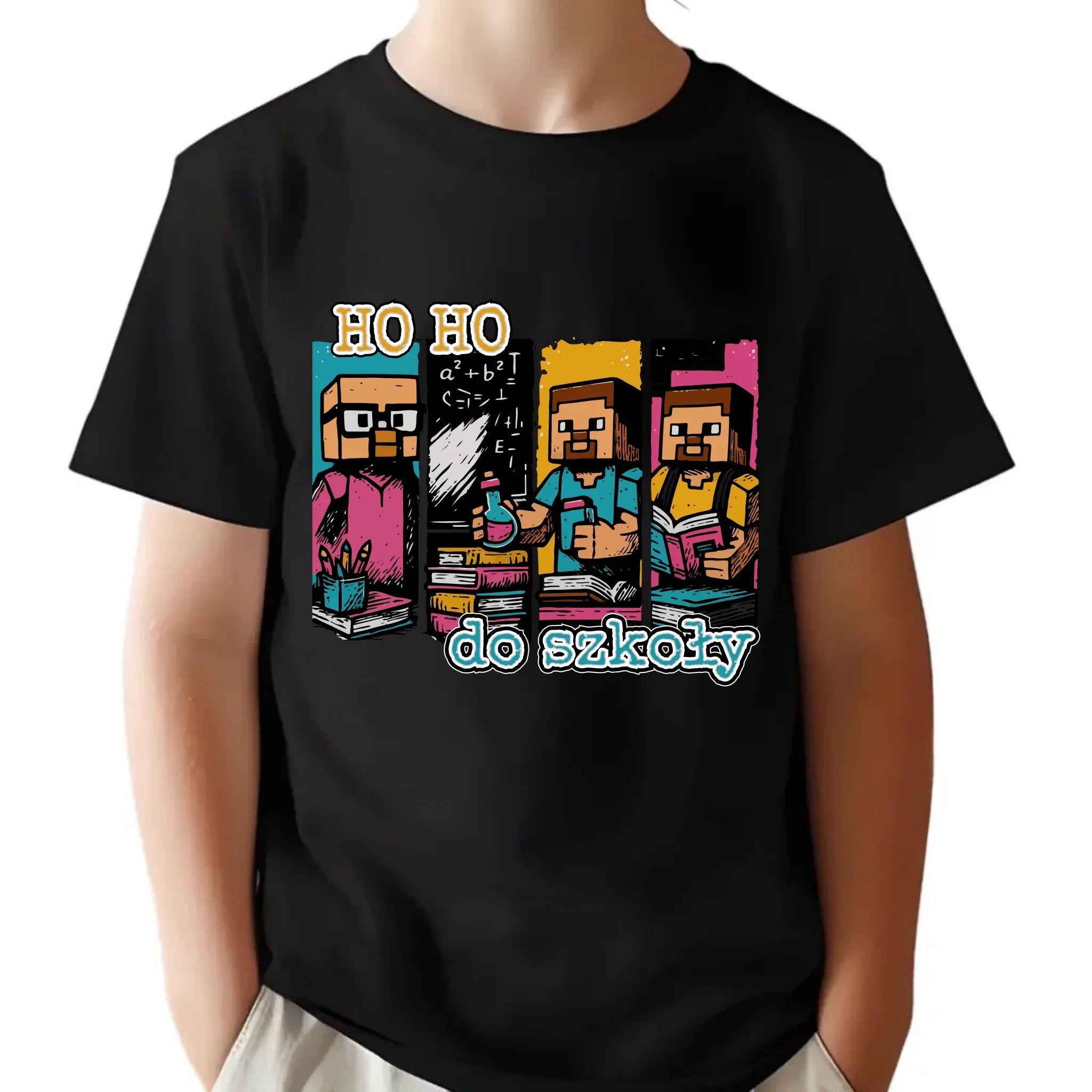 Koszulka dziecięca w stylu Minecraft Ho ho do szkoły SZ03 - StoryCups.pl