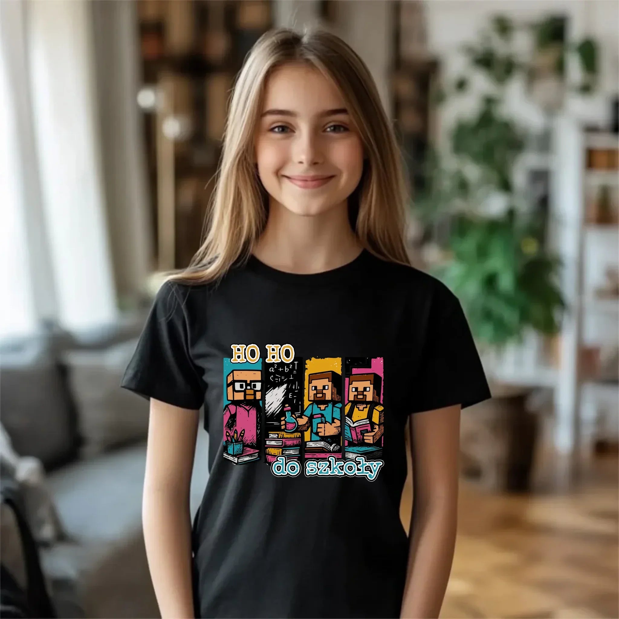 Koszulka dziecięca w stylu Minecraft Ho ho do szkoły SZ03 - StoryCups.pl