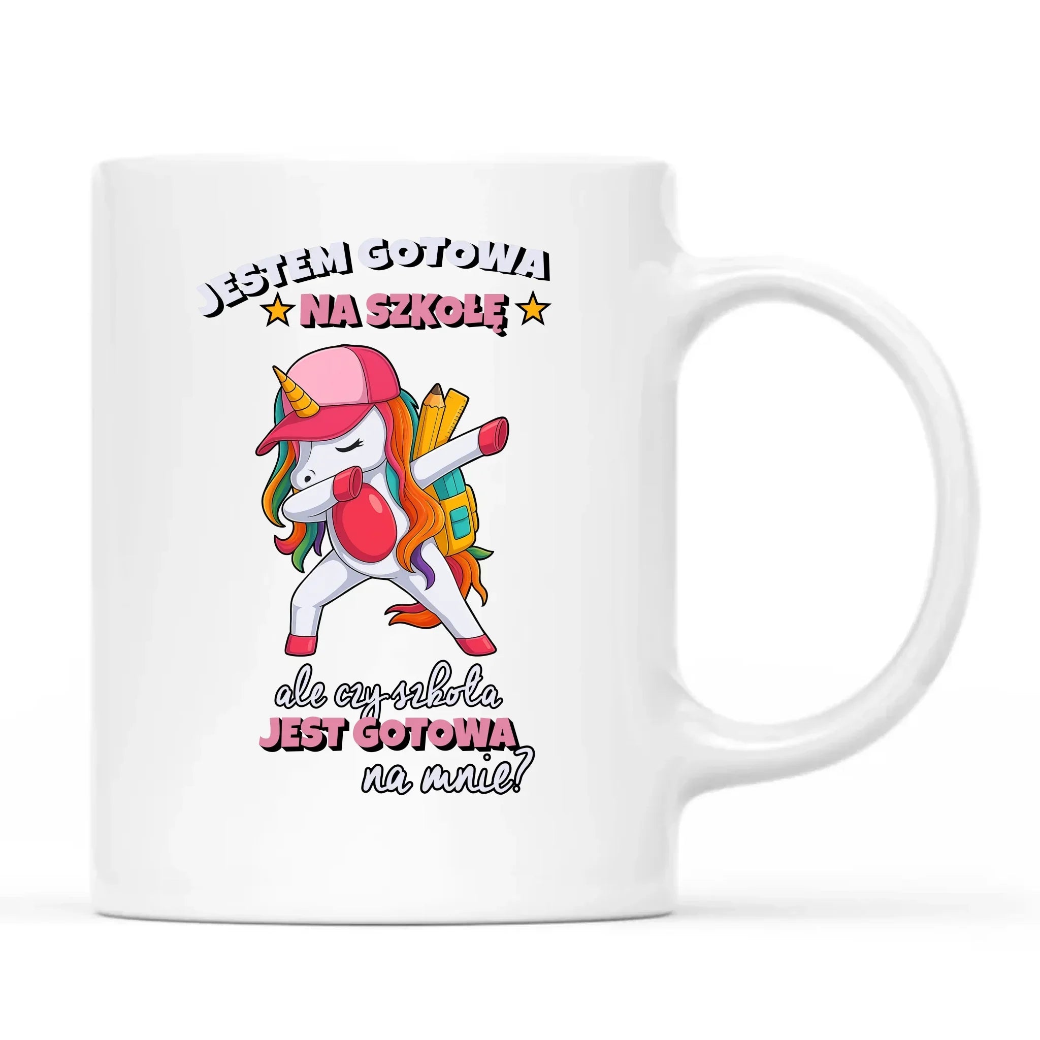 Kubek z jednorożcem Jestem gotowa na szkołę SZ04 - StoryCups.pl
