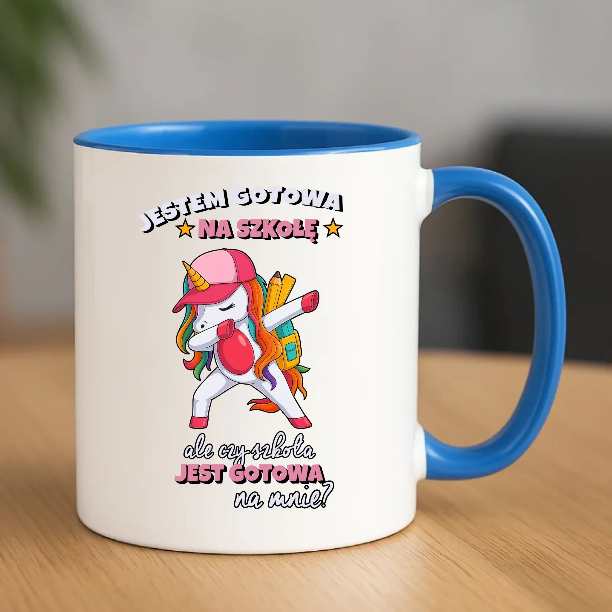 Kubek z jednorożcem Jestem gotowa na szkołę SZ04 - StoryCups.pl