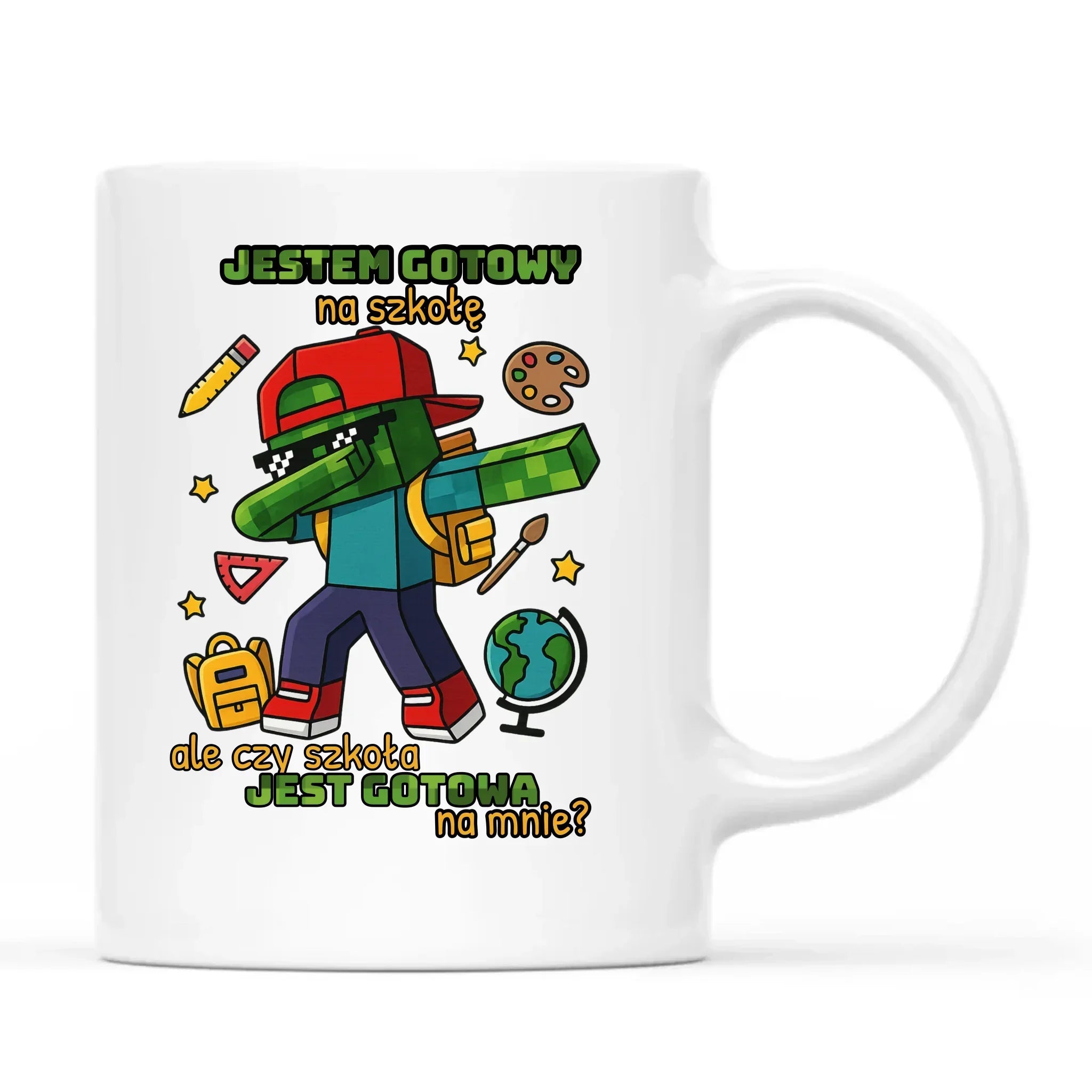 Kubek inspirowany Minecraft'em Jestem gotowy na szkołę SZ05 - StoryCups.pl