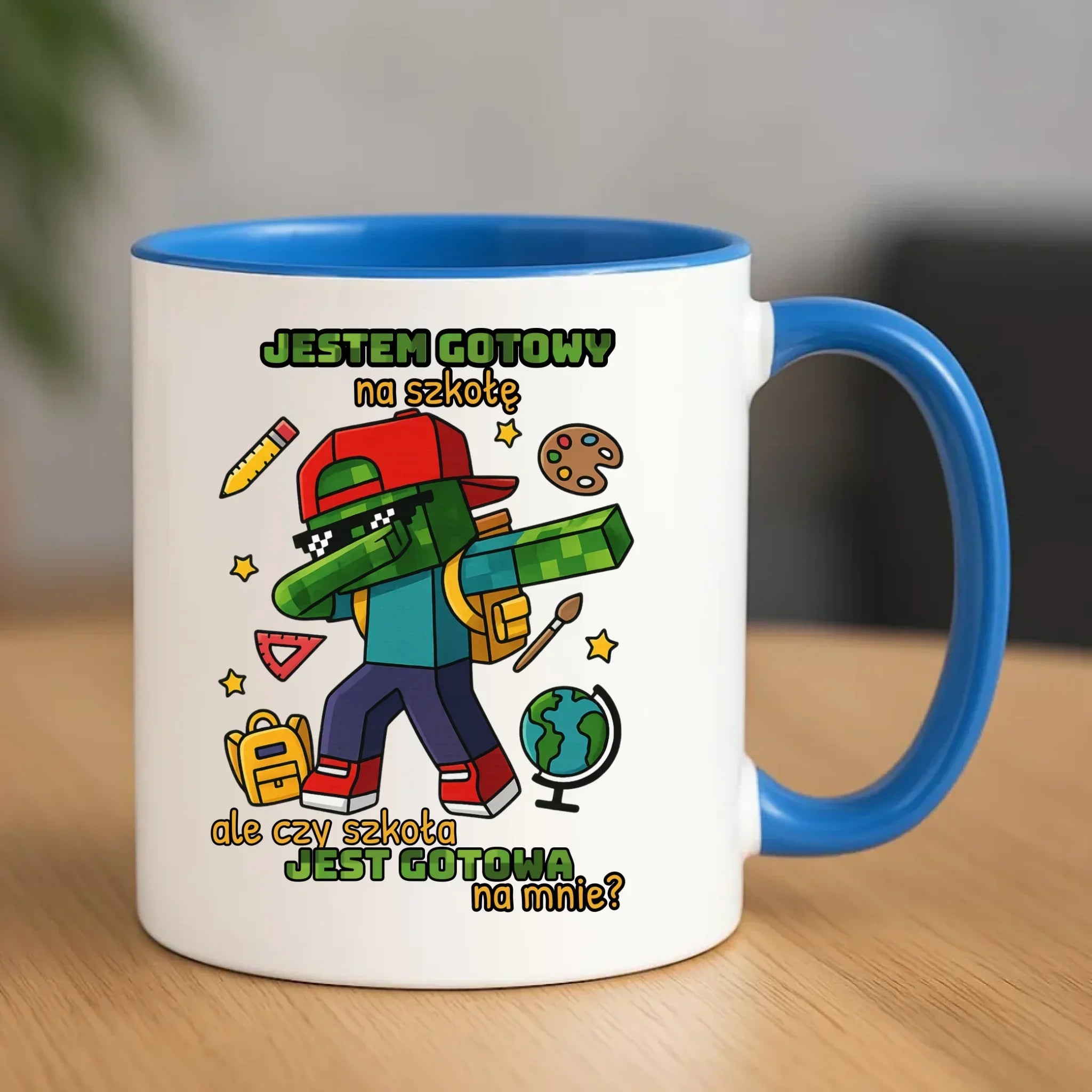 Kubek inspirowany Minecraft'em Jestem gotowy na szkołę SZ05 - StoryCups.pl