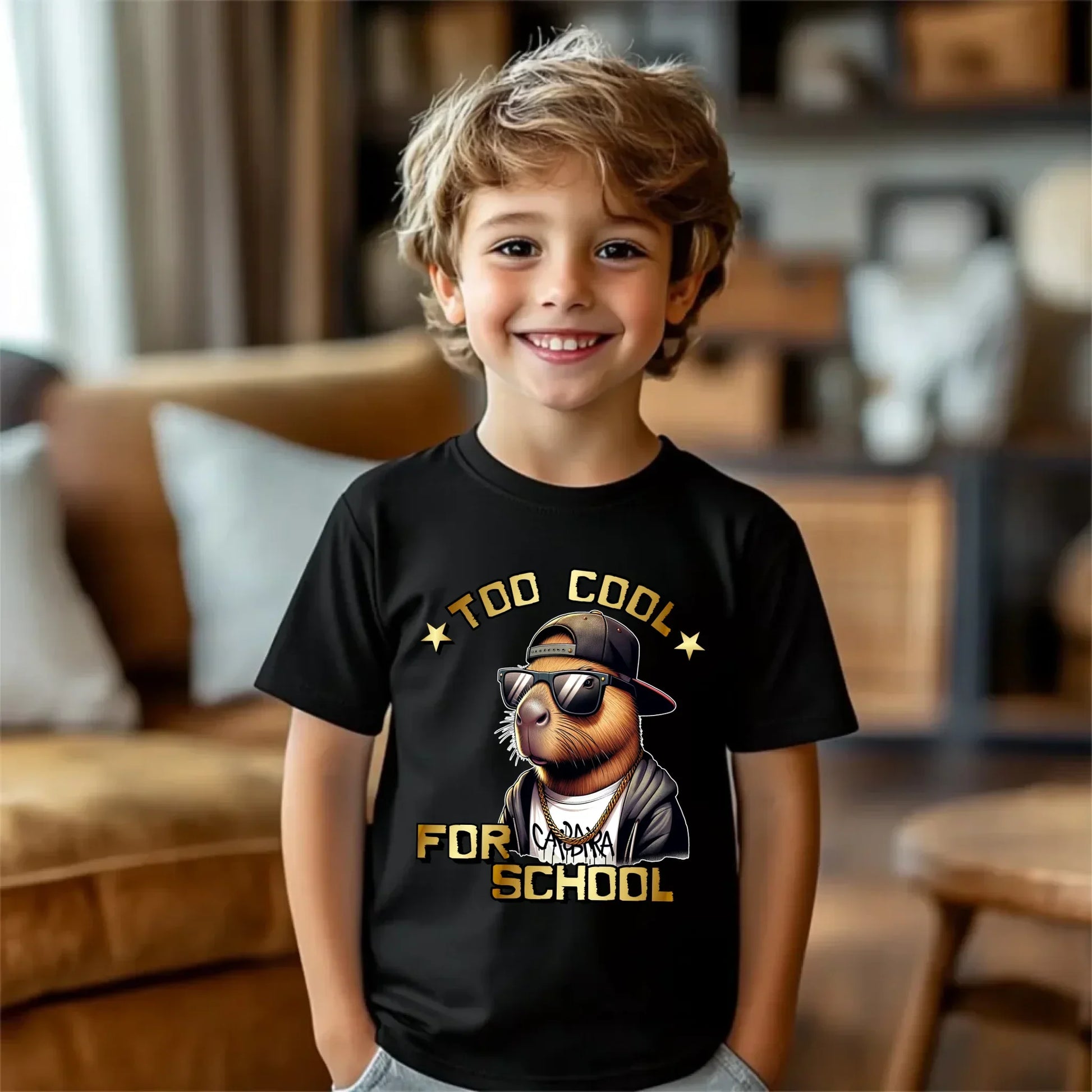 Koszulka dla dziecka kapibarą do szkoły Too cool SZ06 - StoryCups.pl