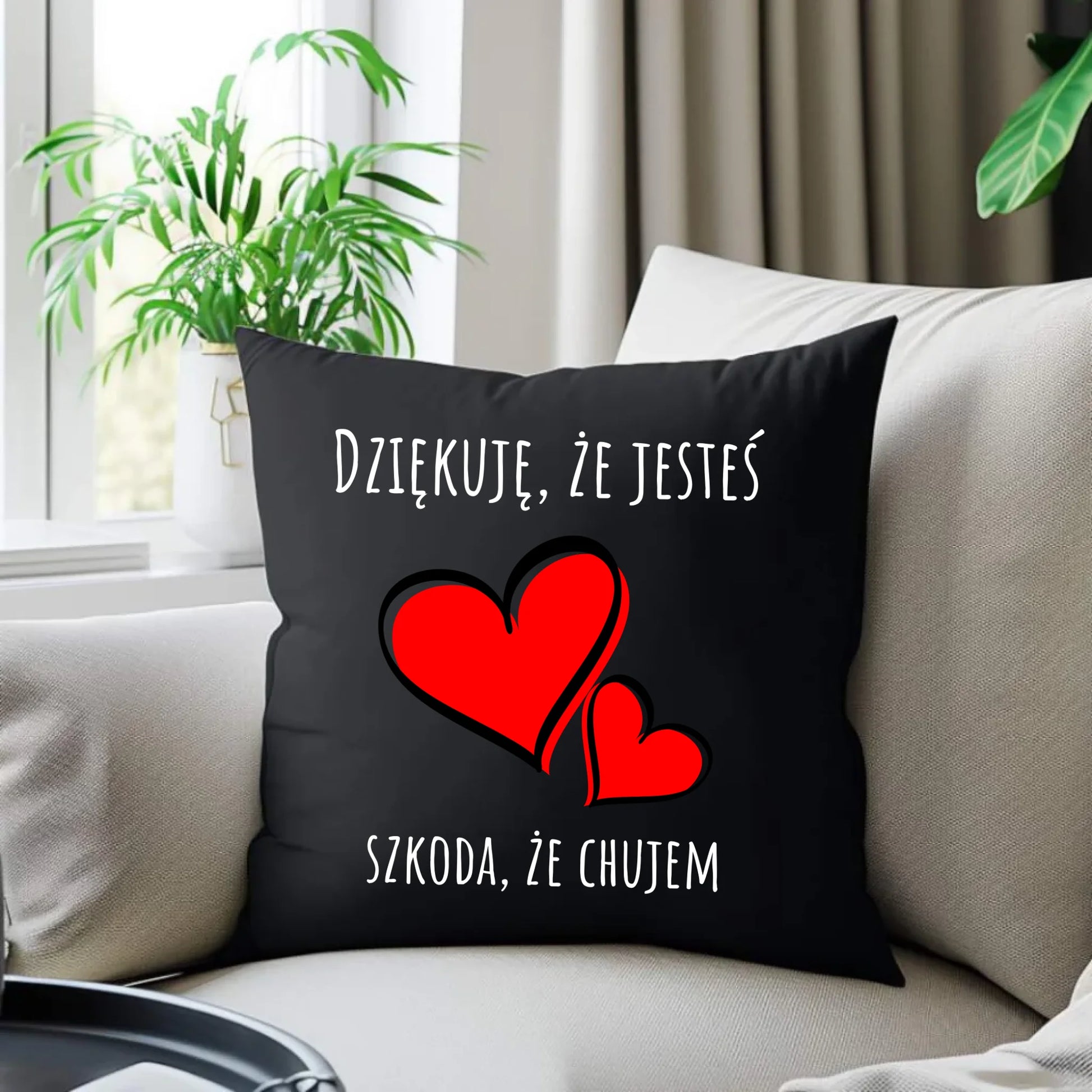 Czarna poduszka dekoracyjna z nadrukiem na Dzień Chłopaka