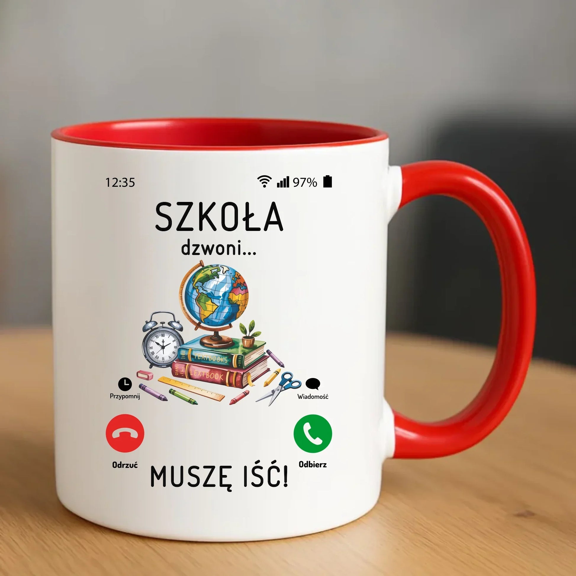 Kubek szkolny Szkoła dzwoni muszę iść SZ09 - StoryCups.pl