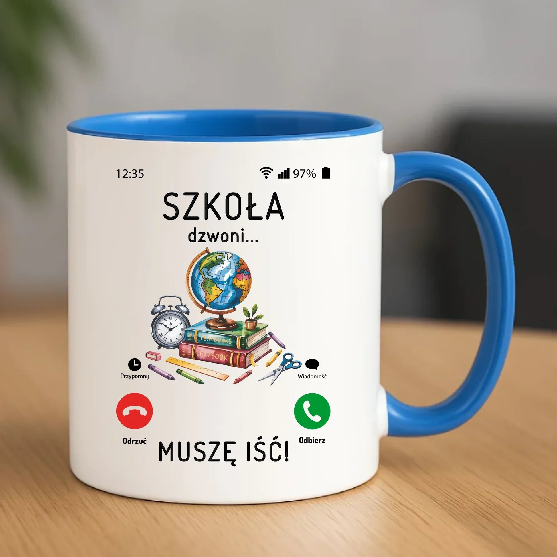 Kubek szkolny Szkoła dzwoni muszę iść SZ09 - StoryCups.pl