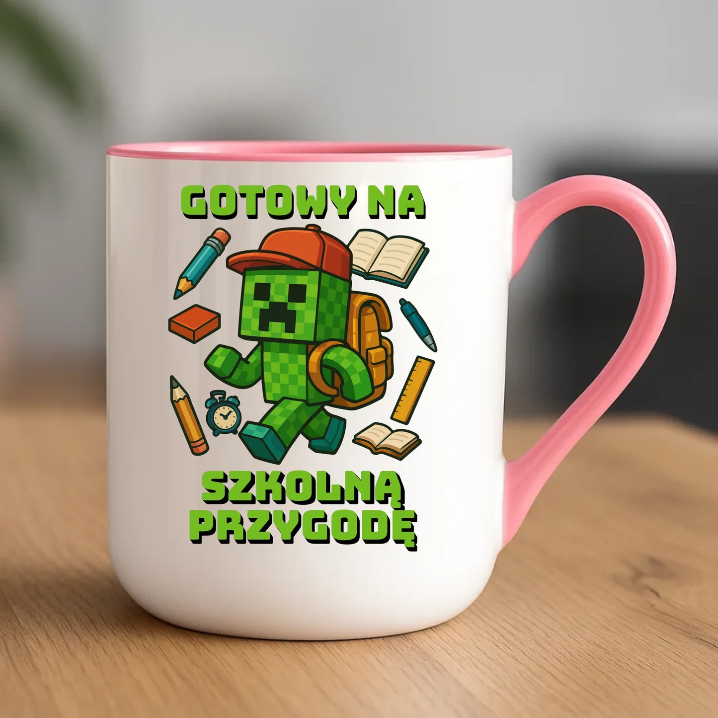 Różowy kubek elegant dla dziecka na powrót do szkoły przedszkola