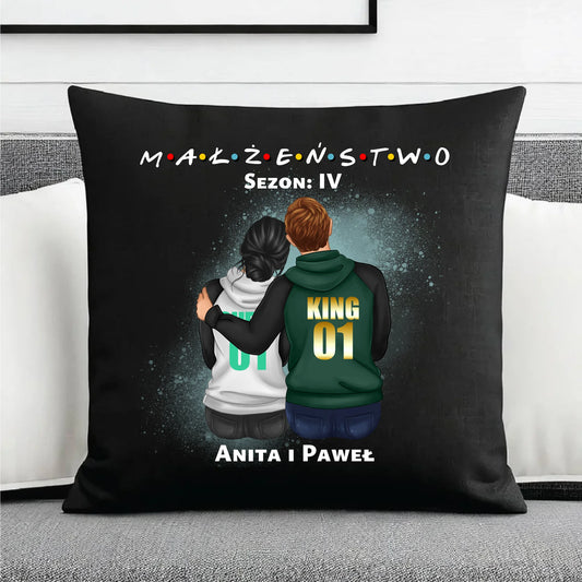 Sezon na Małżeństwo imiona | Personalizowana poduszka dekoracyjna dla par W05 - StoryCups.pl