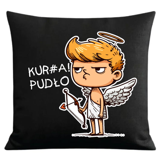 Czarna poduszka dekoracyjna dla par z personalizowanym nadrukiem