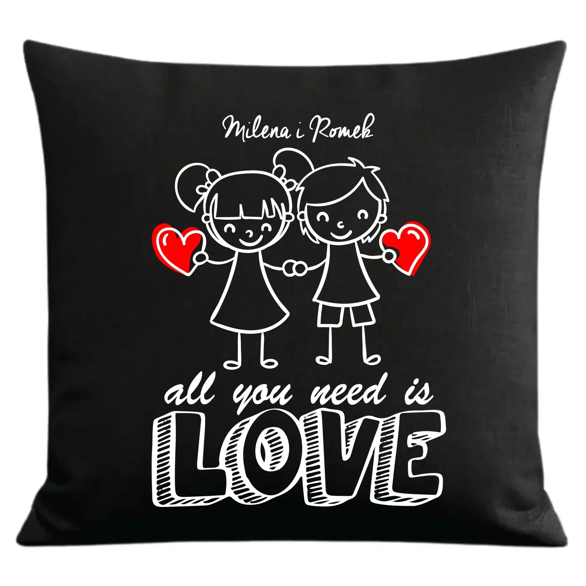 All You need is love | Personalizowana poduszka dekoracyjna dla par W13 - StoryCups.pl