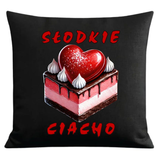 Czarna poduszka dekoracyjna dla par z personalizowanym nadrukiem