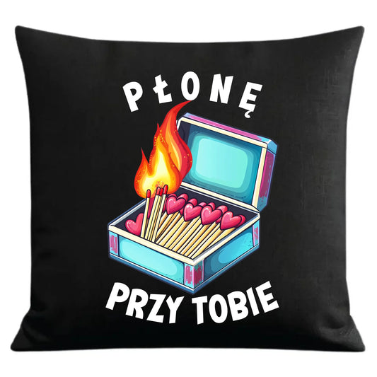 Czarna poduszka dekoracyjna dla par z personalizowanym nadrukiem