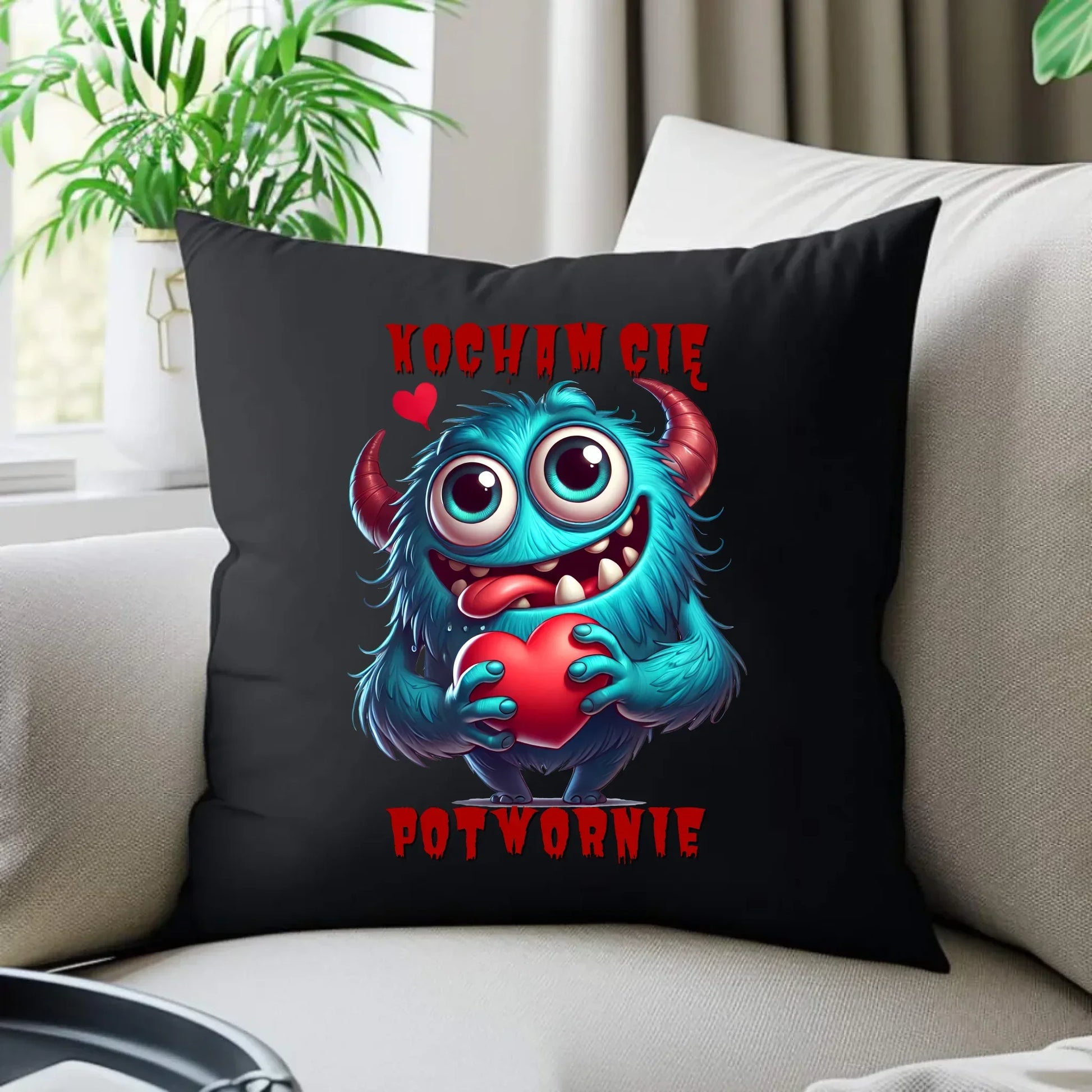 Kocham Cię potwornie | Poduszka dekoracyjna W45 - StoryCups.pl