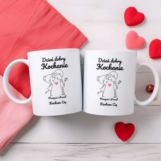 Dzień dobry Kochanie | Personalizowany kubek dla par W15 - StoryCups.pl