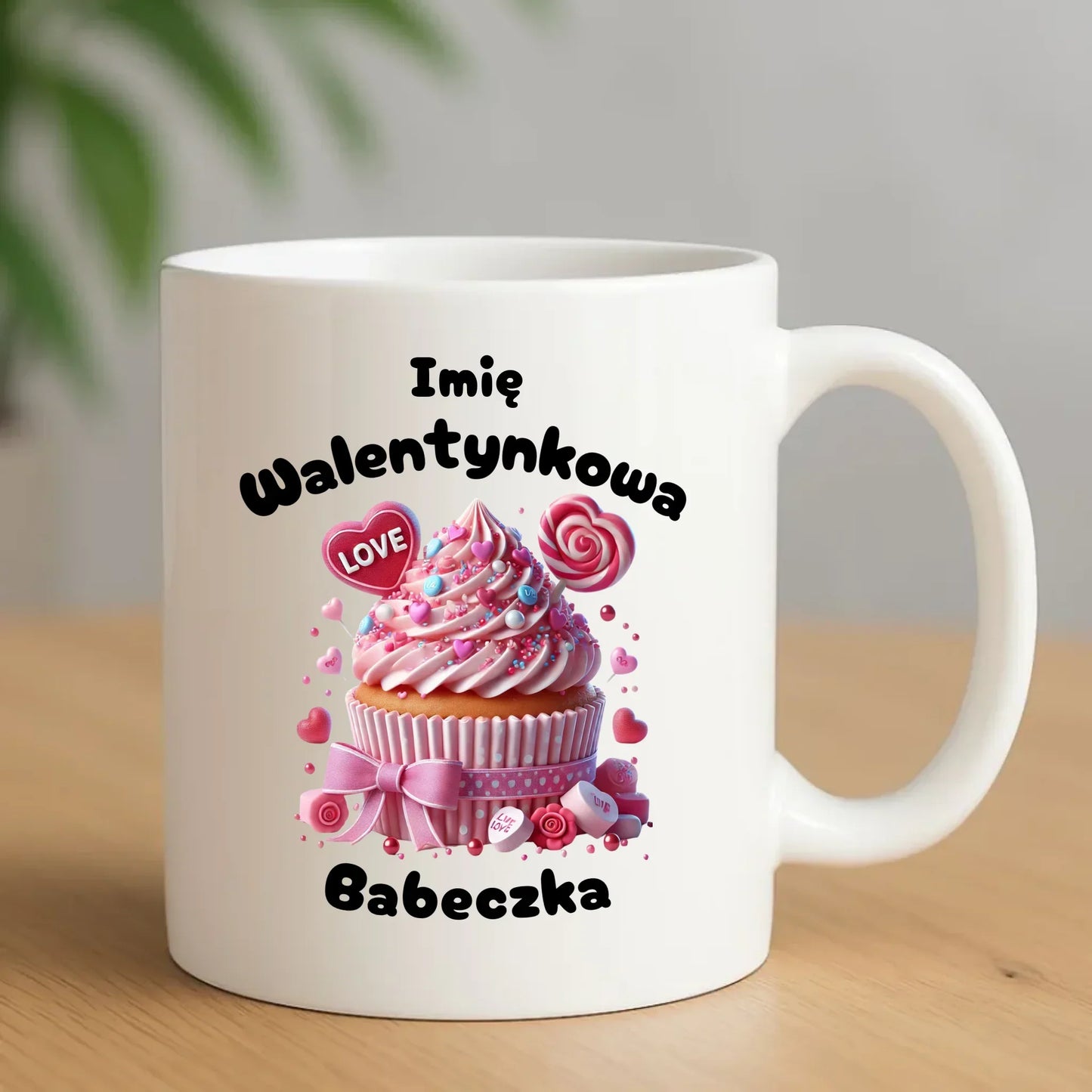 Walentynkowa babeczka imię | Kubek na Walentynki W21 - StoryCups.pl