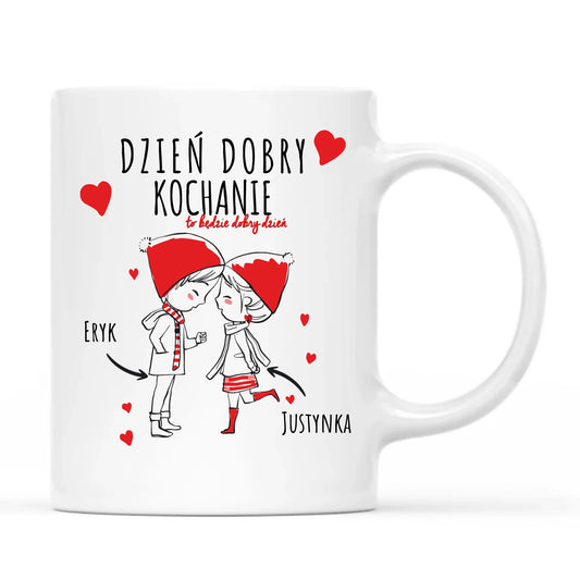 Personalizowany kubek dla par na Walentynki z nadrukiem i imionami
