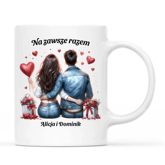Personalizowany kubek dla par na Walentynki z nadrukiem i imionami