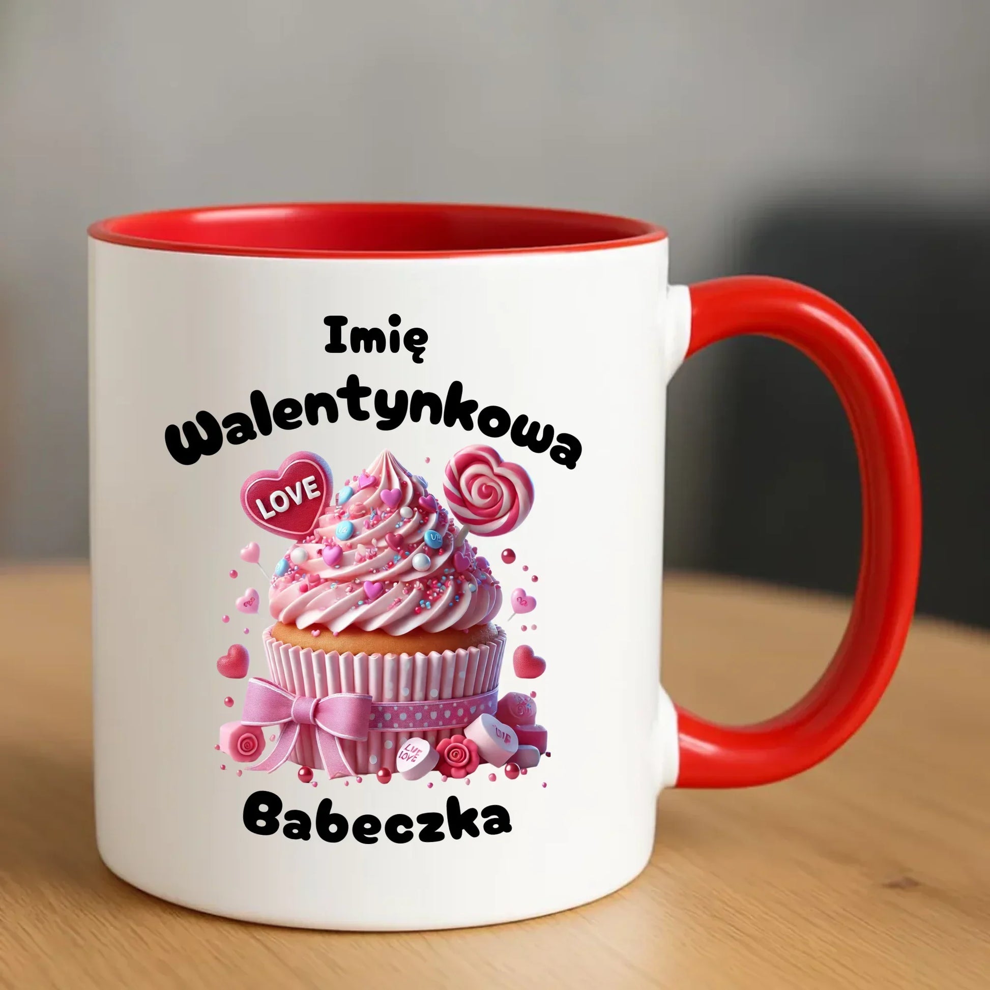 Walentynkowa babeczka imię | Kubek na Walentynki W21 - StoryCups.pl