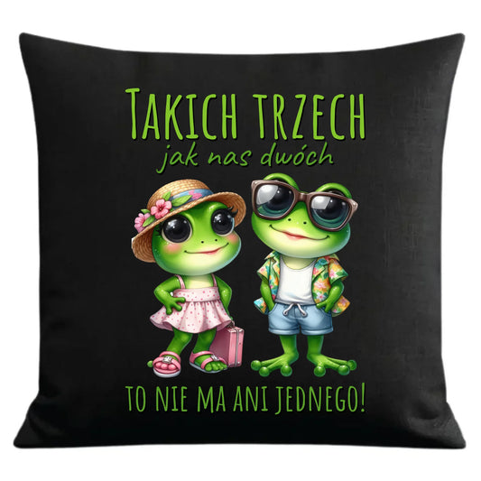 Czarna poduszka dekoracyjna dla par z personalizowanym nadrukiem