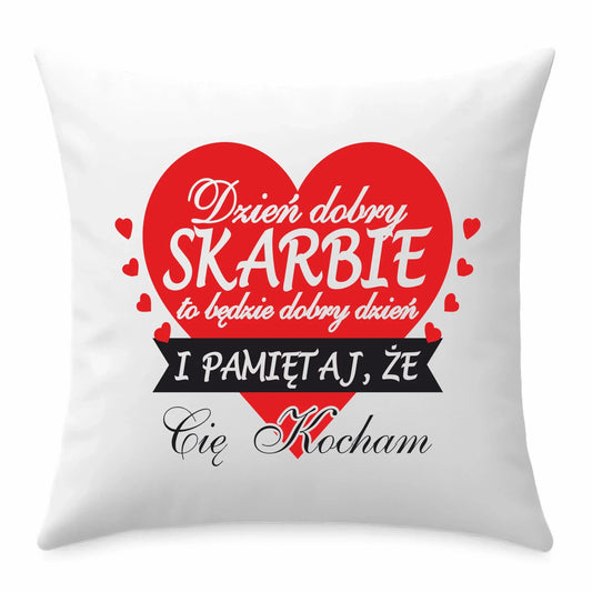 Dzień dobry Skarbie | Poduszka dla par na prezent W02 - StoryCups.pl