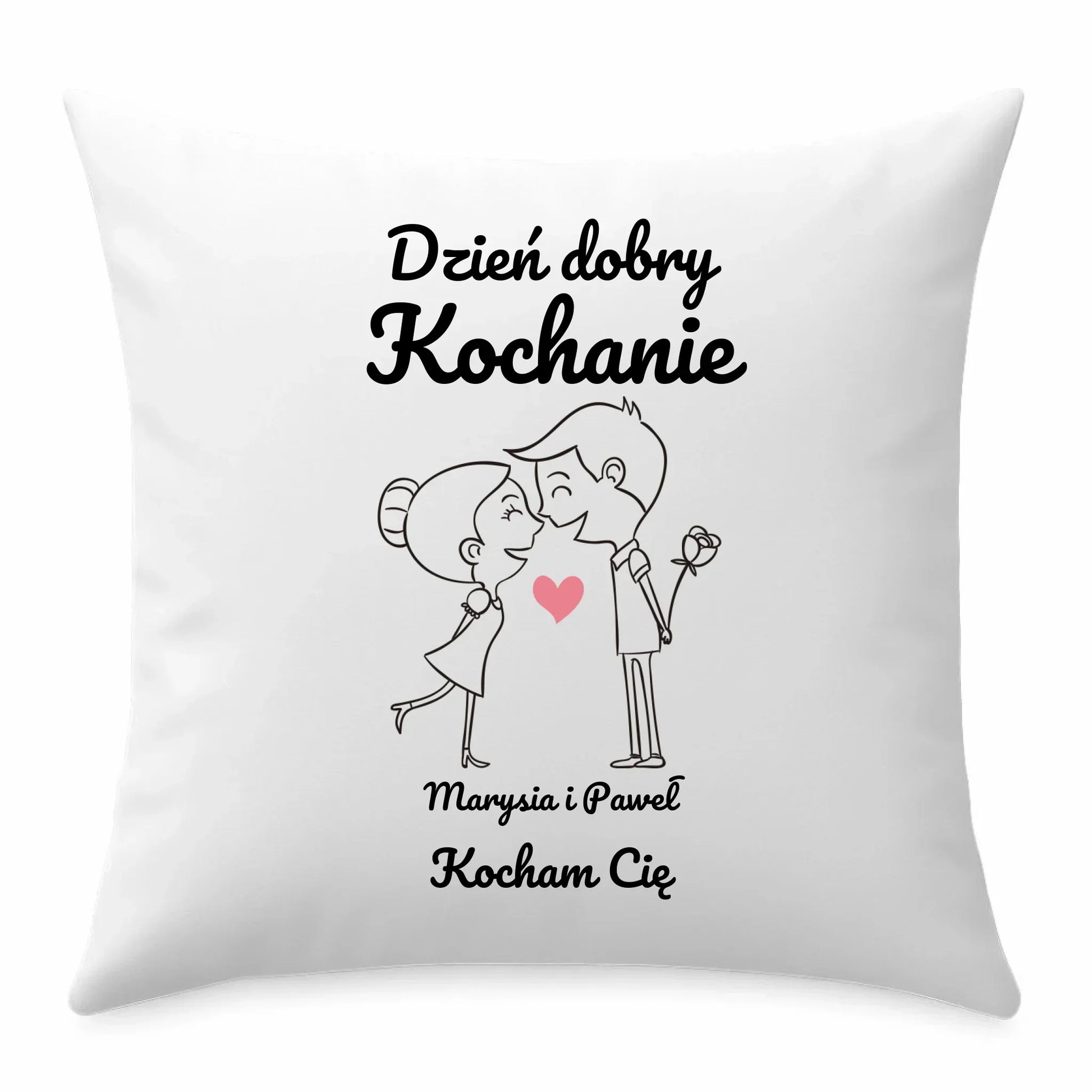 Dzień dobry Kochanie | Personalizowana poduszka dla par W15 - StoryCups.pl