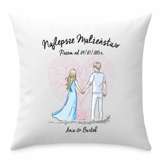 Poduszka - prezent dla żony i męża Rocznica Ślubu - Najlepsze małżeństwo - personalizowana W03 - StoryCups.pl