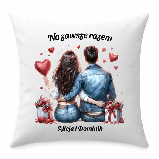 Poduszka dla par - prezent dla dziewczyny i chłopaka - Na zawsze razem - personalizowana W07 - StoryCups.pl