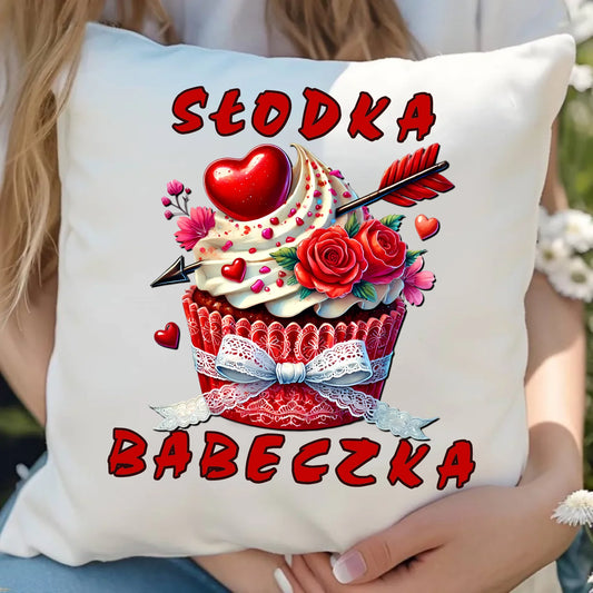 Poduszka z miłosnym nadrukiem dla zakochanych 40x40 cm prezent na Walentynki i Święta dla niej i dla niego